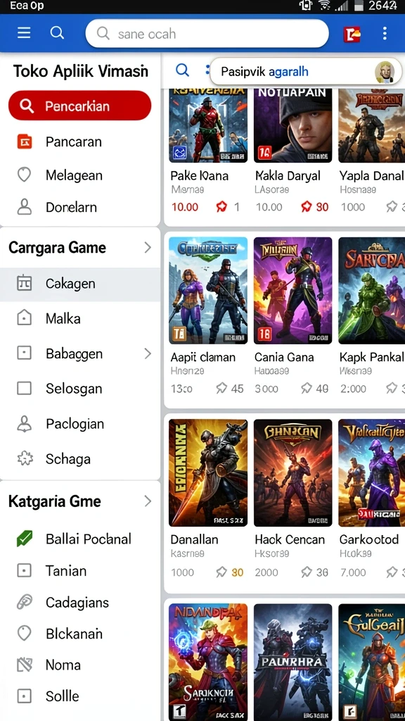 Tampilan utama permainan yang menarik dan intuitif.